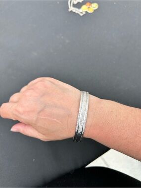 4/$50 Silver-Tone Textured Stackable Bangle Bracelet - Women